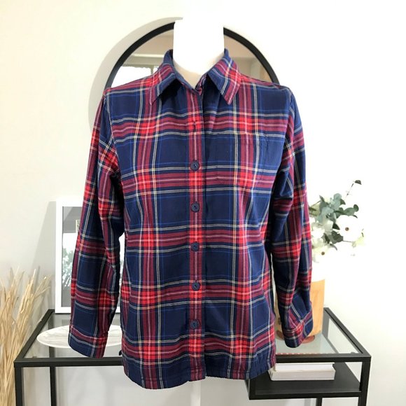 Petite LL Bean Fleece Flannel Plaid - Picture 1 of 7